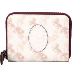 コーチ 財布 COACH コーティングキャンバス カーフレザー ホース アンド キャリッジ スモール ジップ アラウンド 二つ折り 財布 チャーク×ダークサドル 89375