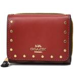 コーチ 財布 COACH コーティングキャンバス カーフレザー シグネチャー リベット カラーブロック ウォレット 三つ折り財布 カーキ×テラコッタマルチ C3323