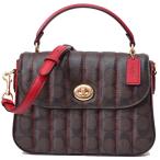 ショッピングコーチ バッグ コーチ バッグ COACH コーティングキャンバス スムースレザー シグネチャー キルティング 斜め掛け 2WAY ショルダー ハンドバッグ ブラウン×レッド C5645