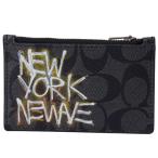 ショッピングcoach コーチ 小銭入れ COACH コーティングキャンバス ぺブルレザー シグネチャー ジャン ミシェル バスキア コラボ ジップ カードケース ブラックマルチ C5651