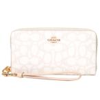 コーチ 長財布 COACH コーティングキャンバス レザー シグネチャー リストレット ウォレット ロング ジップ アラウンド 長財布 アイボリー CBO02