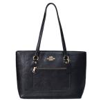 コーチ バッグ COACH ぺブルレザー シグネチャー 型押し ステーション トート ジップ トートバッグ ブラック CCD49