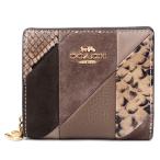 コーチ 財布 COACH レザー スエード パイソン スネーク パッチワーク ロゴ チャーム スナップ ウォレット 二つ折り 財布 マッシュルームマルチ CCR27