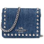 コーチ 財布 COACH デニム レザー スタッズ ロゴ チェーン ストラップ付き 2way ミニ ウォレット 財布 デニム CN356