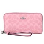 ショッピングシグネチャー コーチ 長財布 COACH コーティングキャンバス レザー シグネチャー リストレット ロング ジップ アラウンド 長財布 ダスティピンク CW778