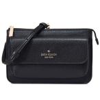ケイトスペード バッグ katespade レザー レイラ ロゴ フラップ クロスボディ 斜めがけ 2WAY ウォレット クラッチ ショルダーバッグ ブラック K8284