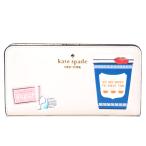 ケイトスペード 長財布 katespade コーヒー ブレイク レザー ラージ スリム ウォレット 二つ折り財布 クリームマルチ KF487