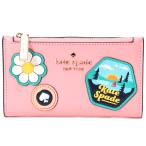 ケイトスペード 財布 katespade レザー ワッペン アップリケ スモール スリム バイフォールド 二つ折り カードケース コンパクト ピーチィローズ KG694