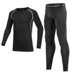 WTBFBY Boys &amp; Girls Base Layer Long Sleeve Compression Shirts and Pants Set