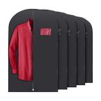 PLX ハンギングガーメントバッグ 収納と旅行用 スーツバッグ ドレスシャツ コートとドレスカバー 窓とファスナーのセット 5 pack black