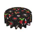 Beautiful Old School Tattoo Round Table Cloth,Skull Love Rose Round Tablecl