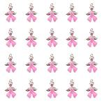 PH PandaHall 20pcs Pink Ribbon Awareness Charms with Angel Wing Breast Canc