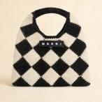ショッピングMARNI MARNI マルニ ベージュ マルニマーケット テックウール ミニバッグ ハンドバッグ チェック ロゴ レザー MARNI MARKET DIAMOND SHMH0050A0