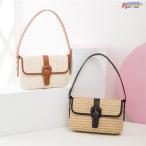 かごバッグ レディース ショルダーバッグ 斜めがけ　麦わらバッグ ピクニック 海 ビーチ 夏バッグ 麦わらバッグ 軽量 かわいい 草編みバッグ