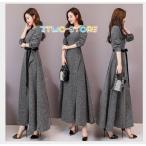 マキシ丈ワンピース パーティードレス 結婚式 大きいサイズ お呼ばれ 二次会 披露宴 フォーマル 50代 40代 30代 チェック柄ワンピース