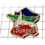 ショッピングルルド ピンバッジ・ルルド聖地カトリック教会フランス地図型◆フランス限定ピンズ◆レアなヴィンテージものピンバッチ