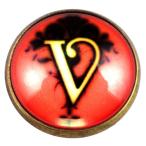  значок * алфавит [V] кисть регистрация body булавка z большой знак античный способ булавка bachi цветочный принт CABOCHON ALPHABET #V булавка z