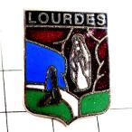 ショッピングルルド ピンバッジ・ルルド聖母とベルナデッタ聖地の紋章◆フランス限定ピンズ◆レアなヴィンテージものピンバッチ