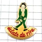 ピンバッジ・コメディアン大爆笑お笑い芸人グリーンのスーツにネクタイ◆フランス限定ピンズ◆レアなヴィンテージものピンバッチ