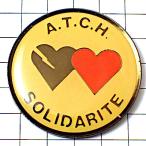  значок * взаимопомощь 2.. Heart * Франция ограничение булавка z* редкость . Vintage было использовано булавка bachi