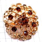  брошь * античный способ стразы цветок янтарь цвет Brown золотой цвет Gold 