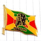 ピンバッジ・ボブマーリー自由の旗レゲエ音楽ボブマーレー歌手ラスタカラー FREEDOM BOB-MARLEY FLAG RASTA◆フランス限定ピンズ