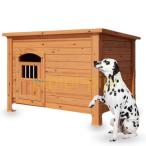 犬小屋 木製 室外 犬舎 猫舎 犬 小屋 屋外用 大型犬 無垢材 ドッグハウス 防風 防雨 防水 腐食防止 組立式 換気 イヌ ハウス 犬 ゲージ ドア付き 犬屋 小型犬 中
