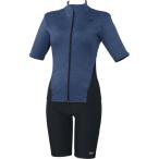 Speedo スピード Short Sleeve Wavy Sepa 水泳 水着レディースフィットネス (sfw32565-xb)