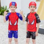 水着 男の子 キッズ 子供 スパイダーマン 帽子付き 3点セット スイムパンツ スイムキャップ スイミングパンツ ベビー キッズ 水泳 プール 80cm-145cm