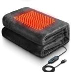 電気毛布 掛け 敷き 兼用 電気ひざ掛け usb給電 LEDディスプレイ表示 電気ブランケット 膝掛け 3段階温度調整 タイマー付き 自動オフ 切り忘