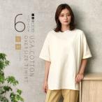 オーバーサイズ tシャツ レディース USAコットン ラウンドヘム ビックシルエット カットソー Ｔシャツ 半袖 5分袖 五分袖 ドロップショルダー サイドスリット