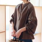 ショッピングパフスリーブ MICA＆DEAL (マイカ＆ディール) 　レースパフスリーブ　バンドカラーシャツ