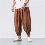 サルエルパンツ メンズ ロング ワイドパンツ ズボン 綿麻 パンツ ボトムス 大きいサイズ リラックス パンツ カジュアル ナチュラル