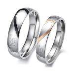 Rockyu ブランド 人気 ペアリング メンズ ステンレス 指輪 ハート シンプル シルバー ブラックリング 愛の指輪 指輪物語 指輪の選