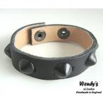 Yahoo! Yahoo!ショッピング(ヤフー ショッピング)ＷＥＮＤＹ'Ｓ ウェンディーズ 正規 イギリス製 1-Row Conical Stud Wrist Band 1連コニカル スタッズ ブレス　リストバンド（BK/BK）