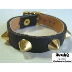 Yahoo! Yahoo!ショッピング(ヤフー ショッピング)ＷＥＮＤＹ'Ｓ ウェンディーズ 正規 イギリス製 1-Row Conical Stud Buckled Wrist Band 1連コニカル スタッズ バックル ブレス　リストバンド（GOLD/BK）