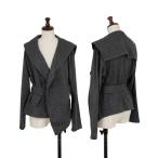 コムデギャルソンCOMME des GARCONS ベルテッドセーラーカラーニットジャケット グレーM 【レディース】