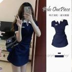  One-piece lady's short sleeves Polo One-piece Golf One-piece tight One-piece large size put on .. stylish casual thin body type cover 