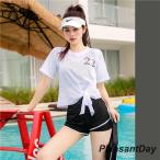 控えめ ファッション体型カバー 水着 レディース Tシャツ 水着 中学生 高校生 10代 スポーティー 体型カバー 3点セット 少女 小胸にもぴったり 夏 韓国