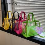 クリアバッグ 透明バッグ トートバッグ ポーチ付き ハンドバッグ クリアトートバッグ プールバッグ ビーチバッグ PVC ビニールバッグ 大容量 おしゃれ