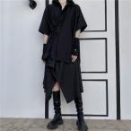 半袖 シャツ レディース トップス 和風 ゴシック ブラック 黒 不規則 ストリート系 原宿系 ダーク 病みかわいい 10代 20代