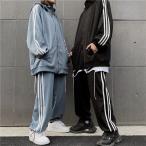 スウェット レディース メンズ ジャージ 上下 セットアップ サイドライン スエット スポーツウェア 三本ライン ペア パンツ ストリート ダンス 大きいサイズ