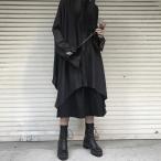 ロングシャツ レディース シャツワンピ アシンメトリ ゴシック 黒 ダーク 病みかわいい