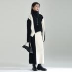 ニット セットアップ レディース  セータートップス スカート タートルネック 長袖 モード系 バイカラー 個性的 ゆったり 大人 おしゃれ きれいめ