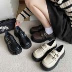  Loafer женский толщина низ пряжка ремень кожа обувь шт .. платформа обувь чёрный студент раунд tu квадратное me Lee je-n retro 