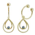 イヤリング おしゃれ 18k イヤーカフ レディース フープイヤリング アクアマリンサンタマリア しずく ドロップ