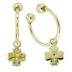 イヤーカフ クローバー 挟むタイプ クリップ フープピアス 18k 揺れる イヤリング レディース クローバー ペリドット