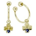 イヤーカフ クローバー 挟むタイプ クリップ フープピアス 18k 揺れる イヤリング レディース クローバー サファイア