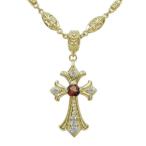 メンズ ネックレス クロス ネックレス 10金 ガーネット ネックレス