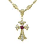 メンズ ネックレス クロス ネックレス 10金 ルビー ネックレス